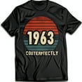 thumbnail image 1 of Retro Sunset 1963 Graphic Black T-Shirt with 'COUNTERFECTLY' Design, 1 of 5