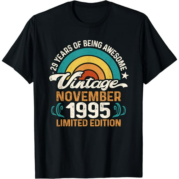 Retro Sunset 29 Years Old Born November 1995 - 29th Birthday T-Shirt