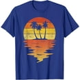 thumbnail image 1 of Retro Sunset 70s Vintage Palm Trees Unisex T-Shirt for Men Women Kids Toddler,Royal Blue Color,Size 3XL, 1 of 5