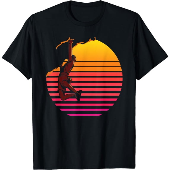 Retro Sunset 80s Rock Climbing - Climber Gift T-Shirt
