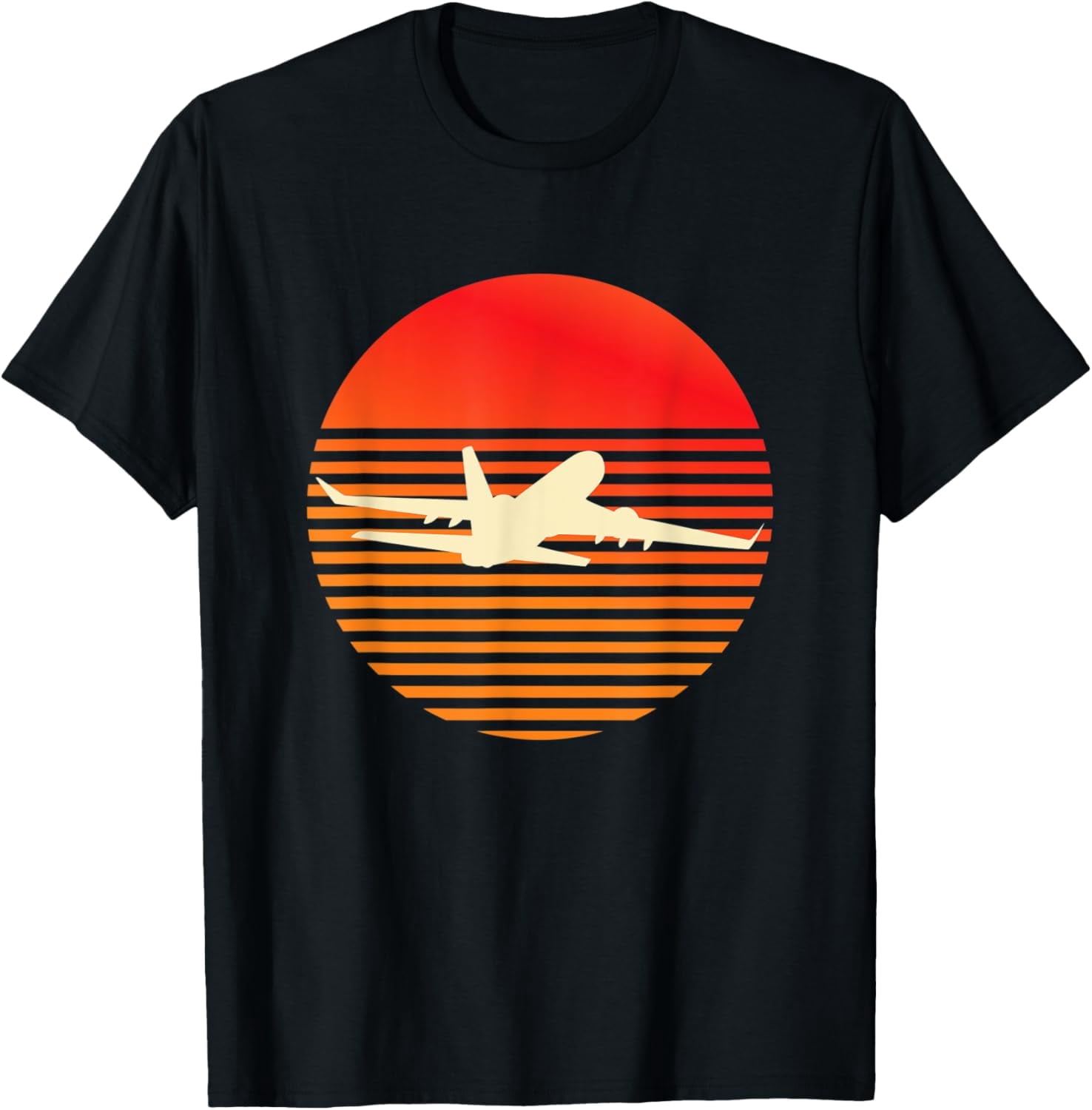 Retro Sunset Airplane Silhouette T-Shirt - Vintage Aviation Graphic Tee ...