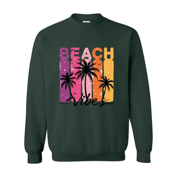 Retro Sunset Beach Vibes Summer Vacation Palm Tree Graphic Sweatshirt, for men & women, up to size 5XL