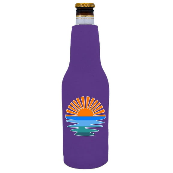 Retro Sunset Beer Bottle Coolie (Purple)