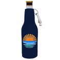 thumbnail image 1 of Retro Sunset Beer Bottle Coolie With Opener (Navy Blue), 1 of 6
