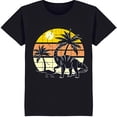thumbnail image 1 of Retro Sunset Black T-Shirt Design with Trees, 1 of 5