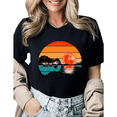 thumbnail image 1 of Retro Sunset Blood Moon Tree Silhouette Graphic Tees Womans Tshirt Shirts Black White S-5XL Tops, 1 of 4