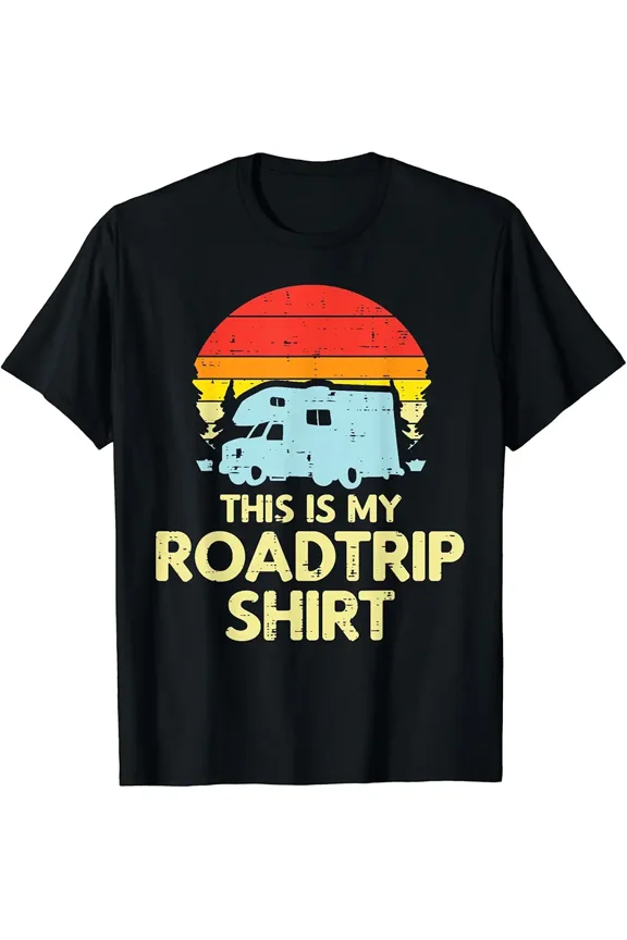 Retro Sunset Camper Van Roadtrip Gift Unisex Short Sleeve Graphic Tee
