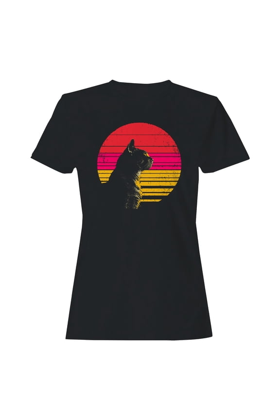 Retro Sunset Cat Vibes Women's T-shirt