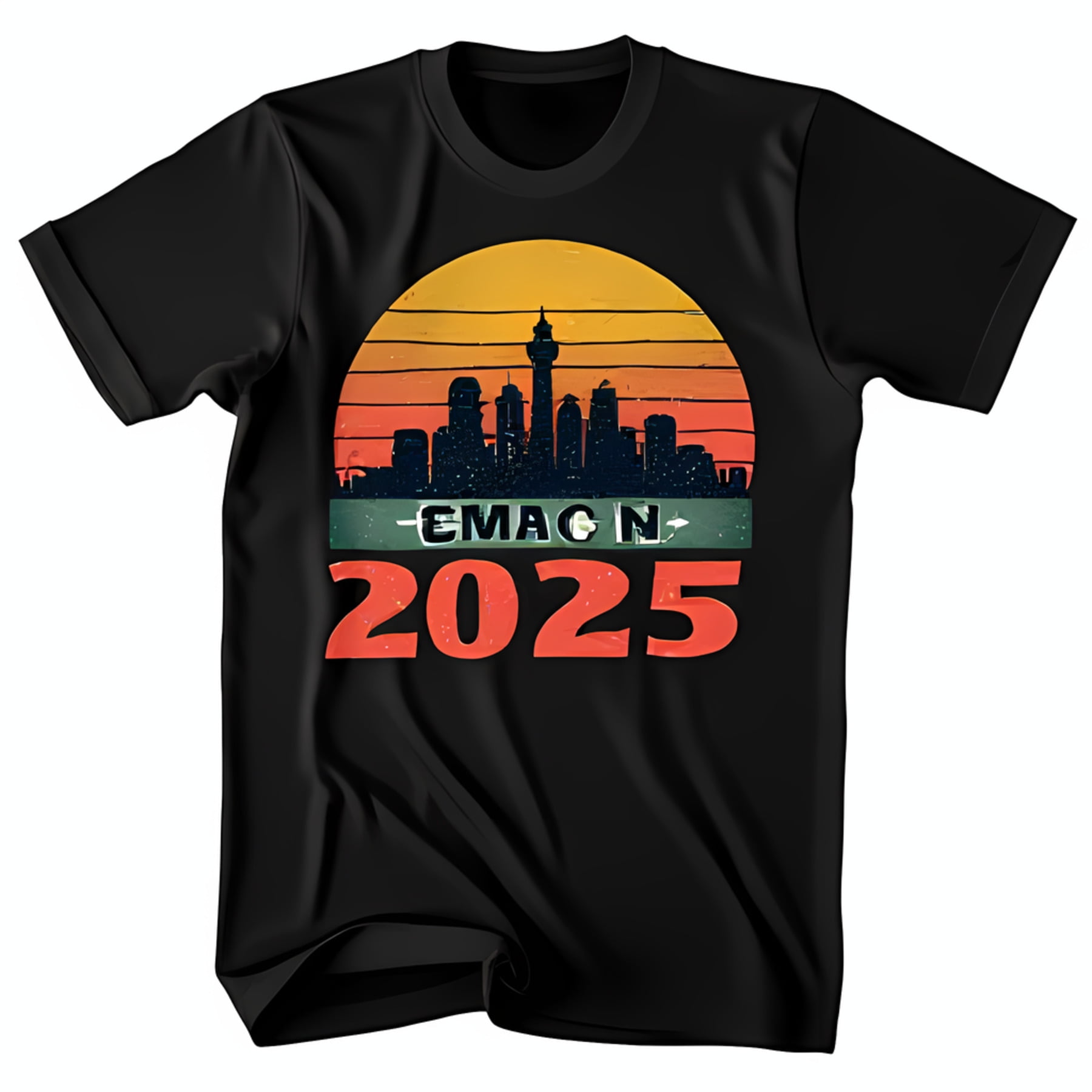 Retro Sunset City TShirt EMAC N 2025 Design Vibrant Colors