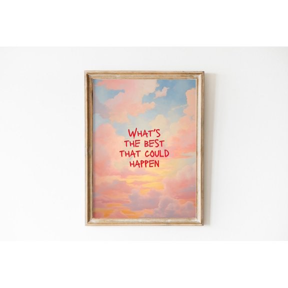 Retro Sunset Clouds Uplifting Quote Home Wall Decoration, Unframed Paper Poster 8x10in