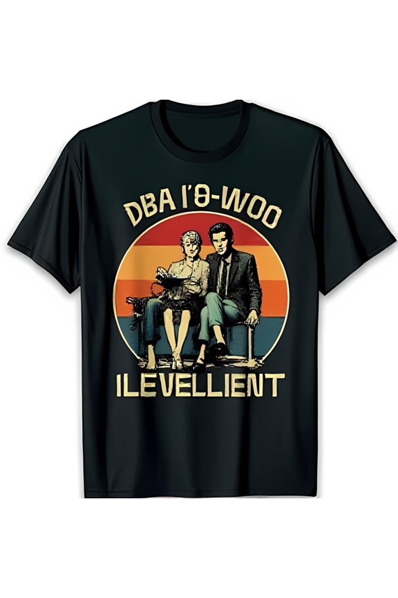 Retro Sunset Couple Graphic Black T-Shirt Stylish I O WOO Design