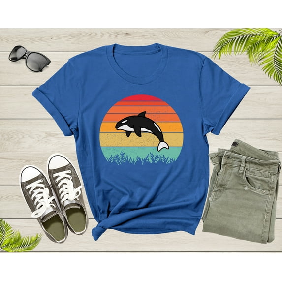 Retro Sunset Cute Orca Whale Shirt Environmental Ocean Lover Shirt Whale Lovers Tee Whale Animal Lover Gift Marine Life Nature Ocean Tshirt