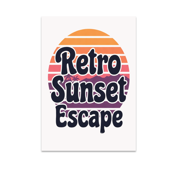 Retro Sunset Escape Landscape Art - Home Decor Enthusiast - 13x19 Poster Print