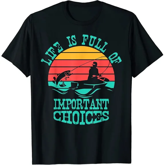 Retro Sunset Fishing Graphic for Men Fisherman Short Sleeve T-Shirt