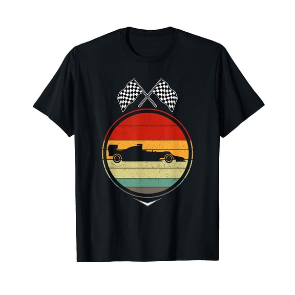 Retro Sunset Formula Race Car Racing Racer Black T-Shirt