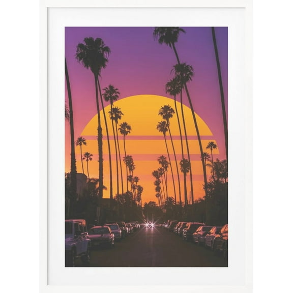 Retro Sunset Framed Art Modern Wall Decor