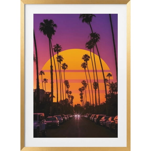 Retro Sunset Framed Art Modern Wall Decor