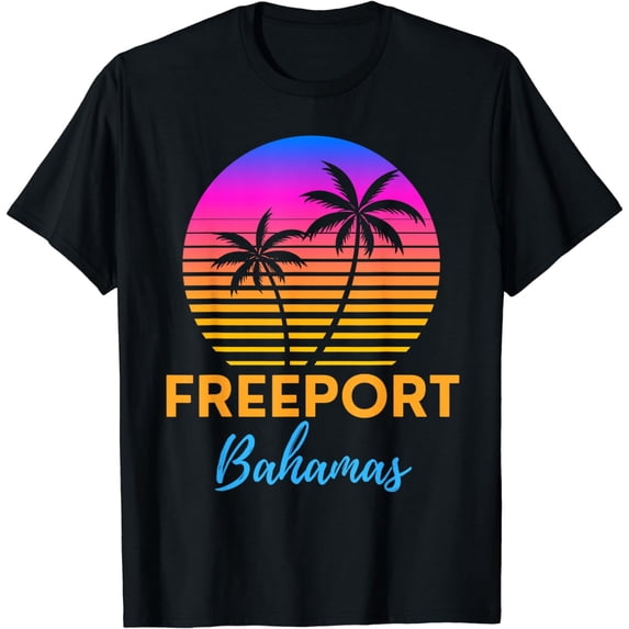 Retro Sunset Freeport Bahamas Beach Trip Vacation Summer Tee T-Shirt