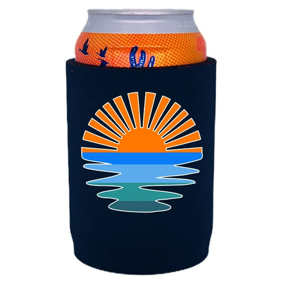 Retro Sunset Full Bottom Can Coolie (Navy Blue)
