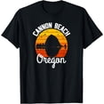 thumbnail image 1 of Retro Sunset Haystack Rock Souvenir Cannon Beach T-Shirt, 1 of 3