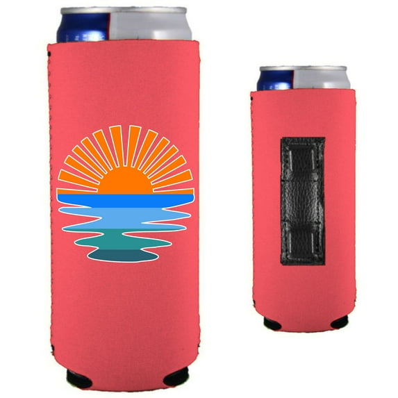 Retro Sunset Magnetic Slim Can Coolie (Neon Pink)