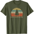 thumbnail image 1 of Retro Sunset New Hampshire Pine Tree Softstyle Unisex T-Shirt,Military Green Color,Size 5-6T, 1 of 5
