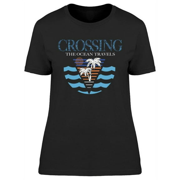 Retro Sunset Ocean Design T-Shirt Women -Image by Shutterstock, Female Medium