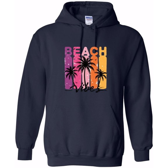 Retro Sunset Palm Trees Beach Vibes Summer Vacation Graphic Hoodie, for men & women, up to size 5XL