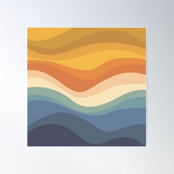 Retro Sunset Pattern Poster Wall Art, Modern Wall Decor For Living Room Bedroom, 30x30 UNFRAMED