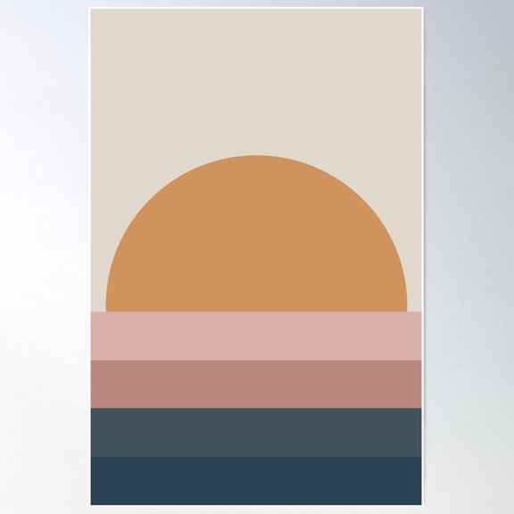 Retro Sunset Poster Wall Art, Modern Wall Decor For Living Room Bedroom, 8x12 UNFRAMED