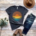 thumbnail image 1 of Retro Sunset Rays Wavy T-Shirt, Sun Shirt, Retro Sunshine Shirt, Sun Rays Tee, Beachy Vibes Tee, Retro Summer Time , Sunset Tshirt TH240542, 1 of 5