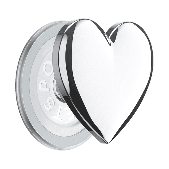 PopSockets PopGrip for MagSafe: Grip and Stand for Phones and Devices - Enamel Silver Heart