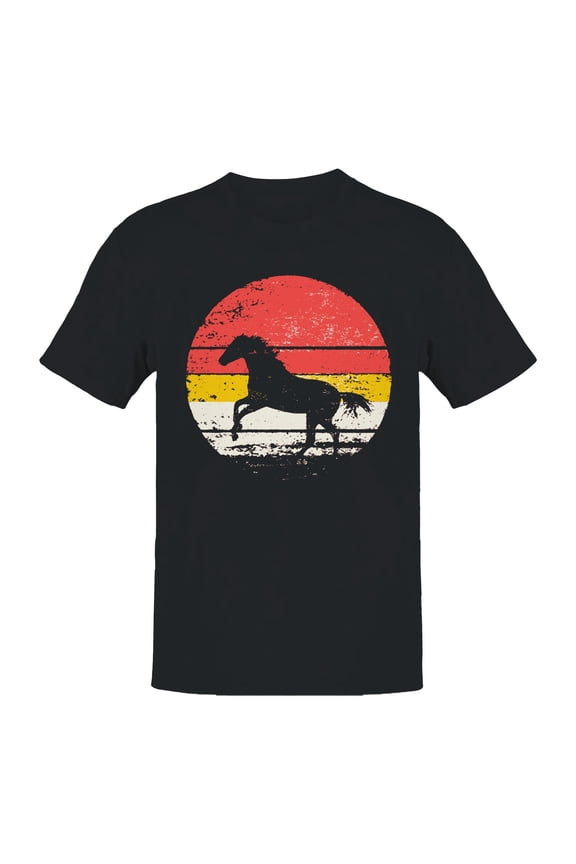 Retro Sunset Running Horse Men's T-shirt