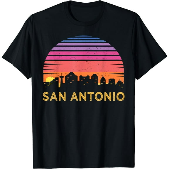 Retro Sunset San Antonio Texas Vintage Skyline Souvenir T-Shirt