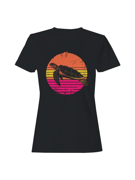 Retro Sunset Sea Turtle Women's T-shirt