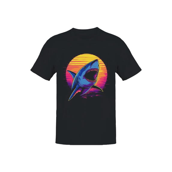Retro Sunset Shark Attack Men's T-shirt