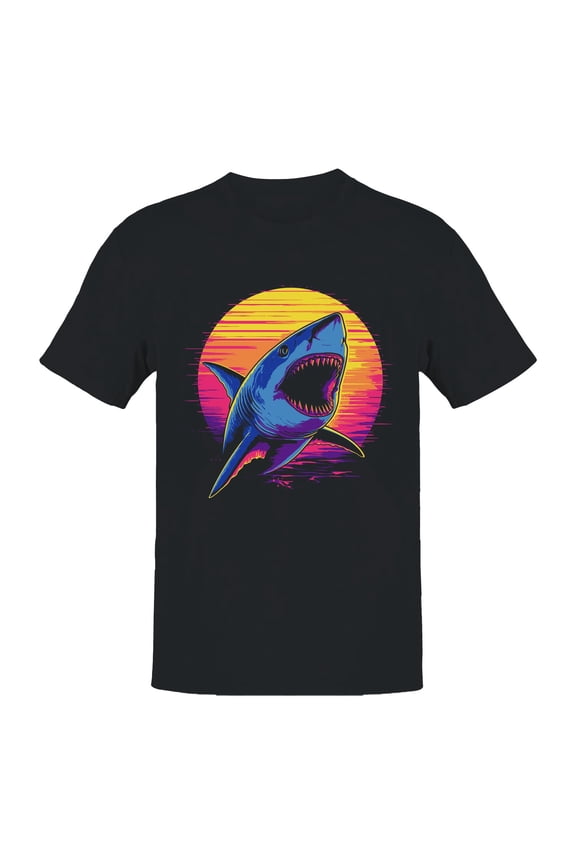 Retro Sunset Shark Attack Men's T-shirt