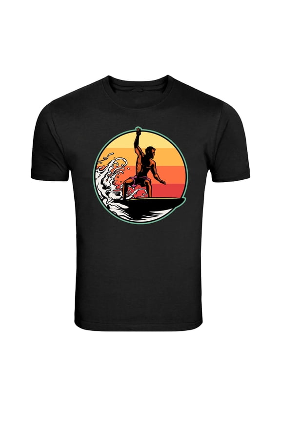 Retro Sunset Surfer Ocean Wave Beach Summer T-Shirt