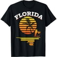 thumbnail image 1 of Retro Sunset Surfer Palm Trees Surfboard Summer Florida T-Shirt, 1 of 3