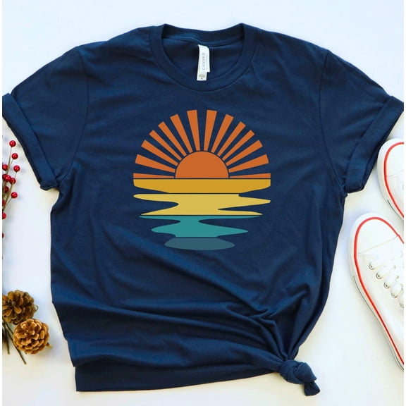 Retro Sunset T-Shirt, Sunset Shirt, Retro Sunset Rays Tee, Cool Adventure Shirt, Nature Camping Gift