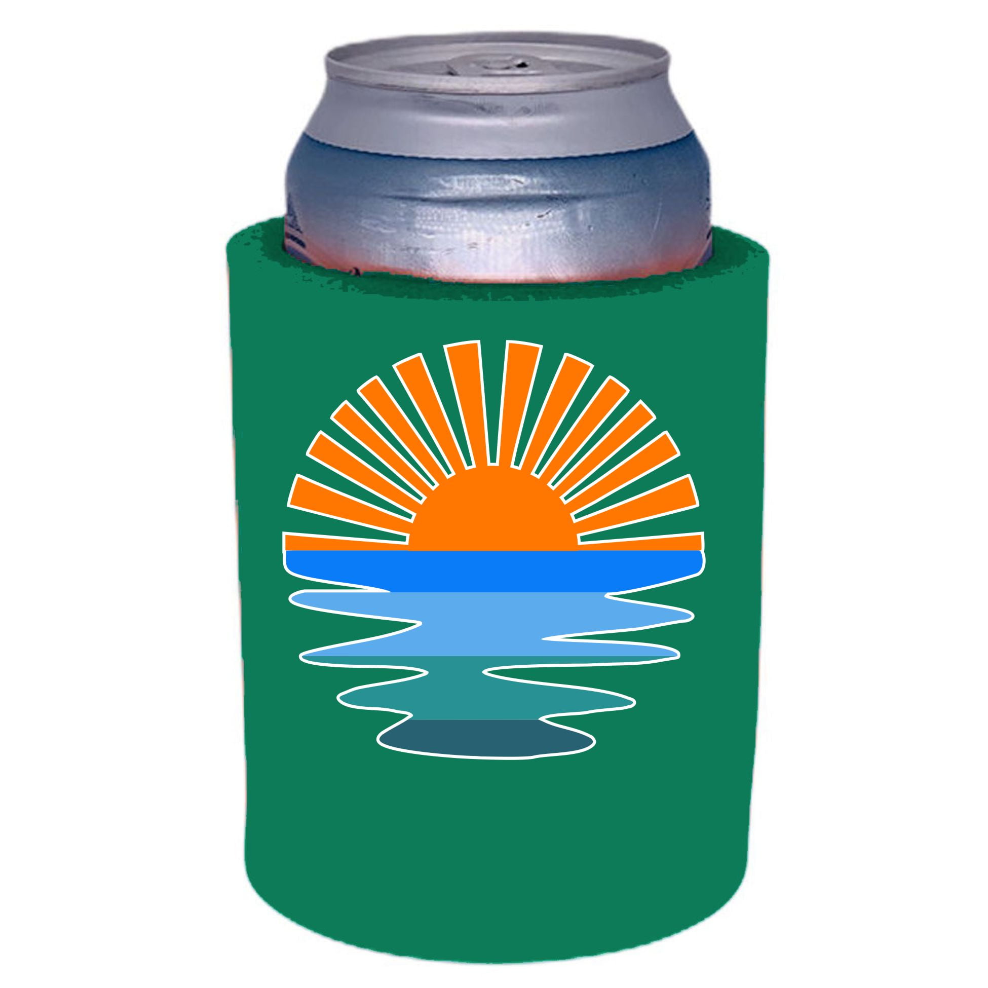 Retro Sunset Thick Foam Old School Can Coolie (Turquoise