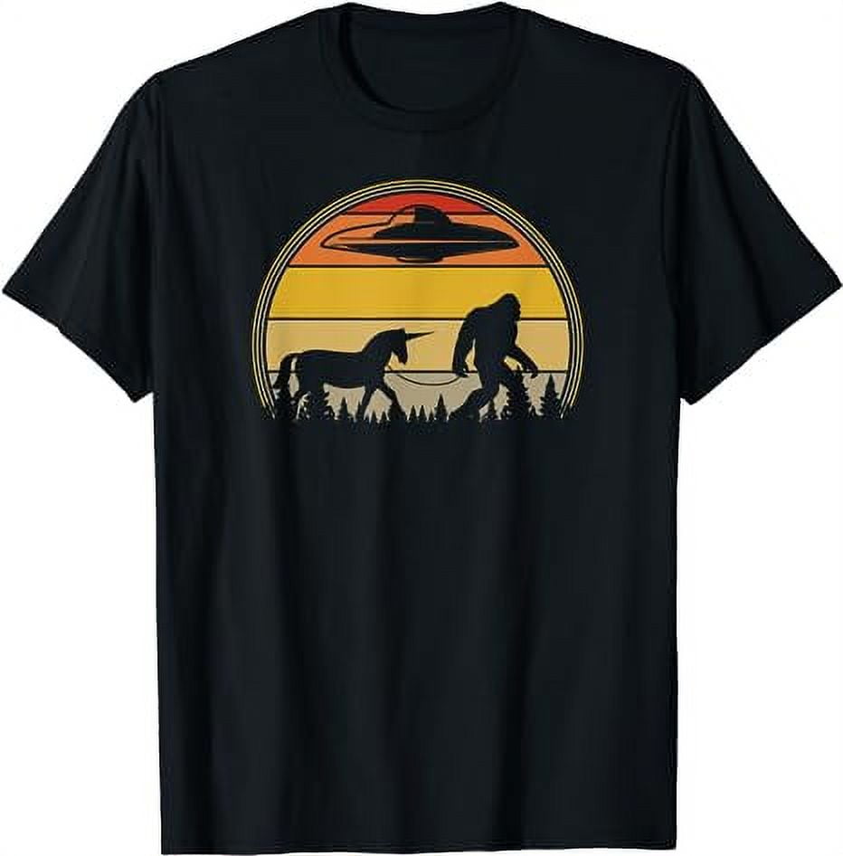 Retro Sunset Unicorns, Aliens, UFOs, Bigfoot T-Shirt - Walmart.com