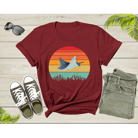 Retro Sunset Vintage Manta Ray Cute Stingray Fish Animal Gift Stingray Shirt T-Shirt Stingray Gift for Girls Men Women Kids Boys Girls