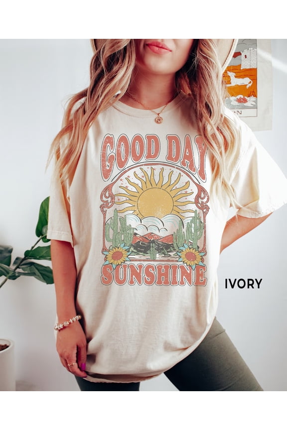 Retro Sunshine Comfort Colors Tee, Boho Sun Graphic Shirt, 70s Hippie Style T Shirt, Good Vibes Summer Top