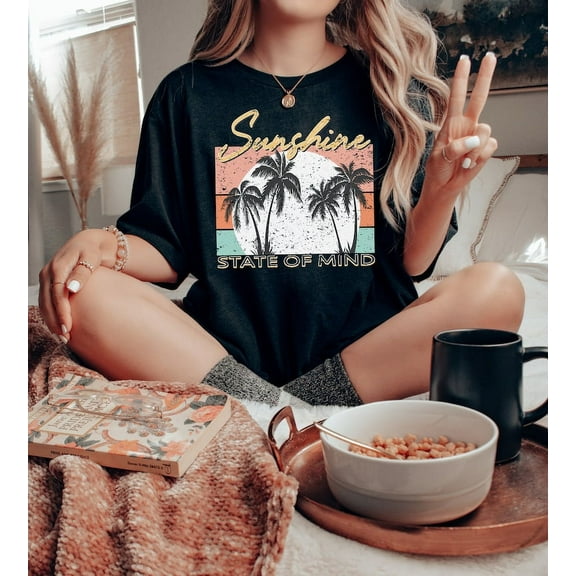 Retro Sunshine State Of Mind Shirt, Sunset Tshirt, Summer Shirt, Sunshine Shirt, Vacation Shirt, Beach Shirt, Beachy Vibes Tee, Sun Sand Sea