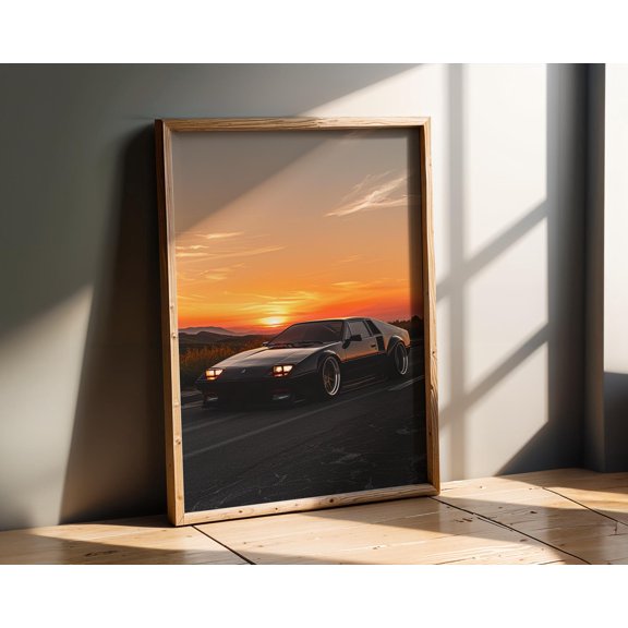 Retro Supercar Sunset Drive Vintage Automotive Poster , Poster Print Only