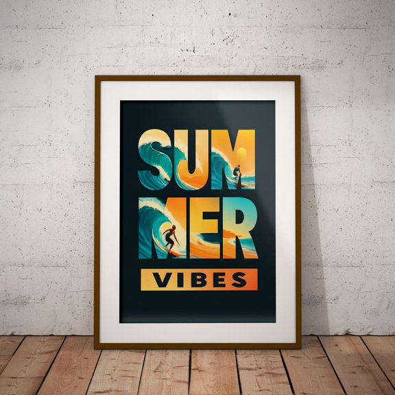 Retro Surf Art Beachy Summer Vibes, Unframed Paper Print