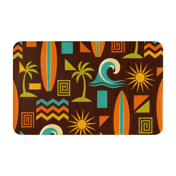 Retro Surf Coastal Pattern Art Front Door Mat Doormat Non Slip Bath Mats 20x31.5 Inch Bathroom Rug Entryway Carpet