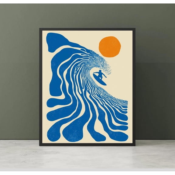 Retro Surf Poster, Surfing Room Decor, Vintage Surfer Wall Art, Beach House Decor, Coastal Print, Surf Art, Ocean Wave Print