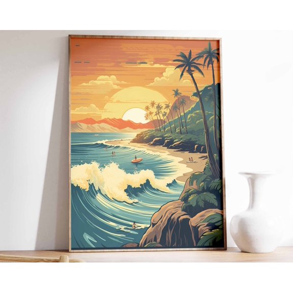 Retro Surf Print Surfing Poster Sunset Surfing Decor Beach Poster Beach Print Adventure Ar